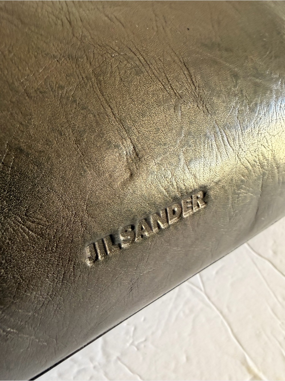Jil Sander very dark gray Leather Top-Handle Shoulder Bag with Gold Frame - Picture 5 of 8